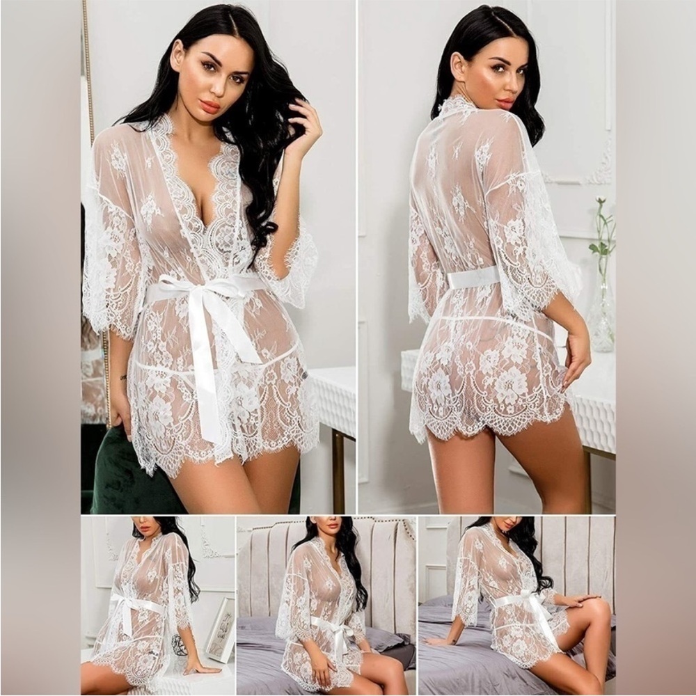 Lace Sheer White Robe